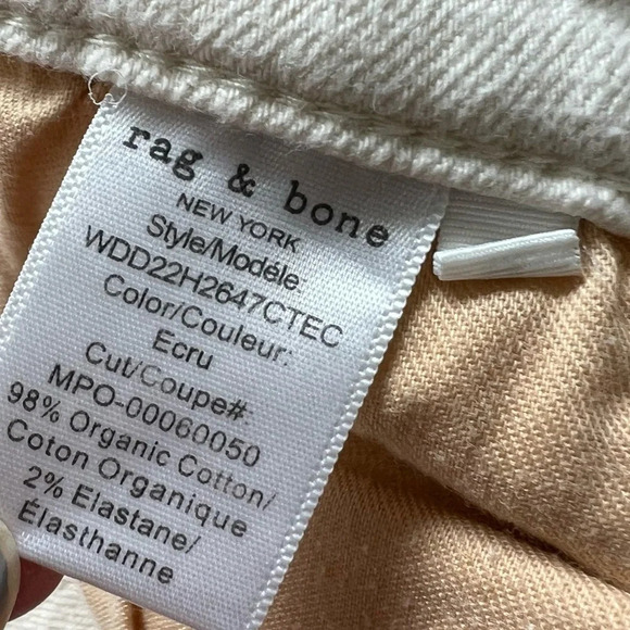 NWOT Rag & Bone Nina High Rise Ankle Slim Straight Cigarette Jeans Ecru Denim 32 - Picture 11 of 11